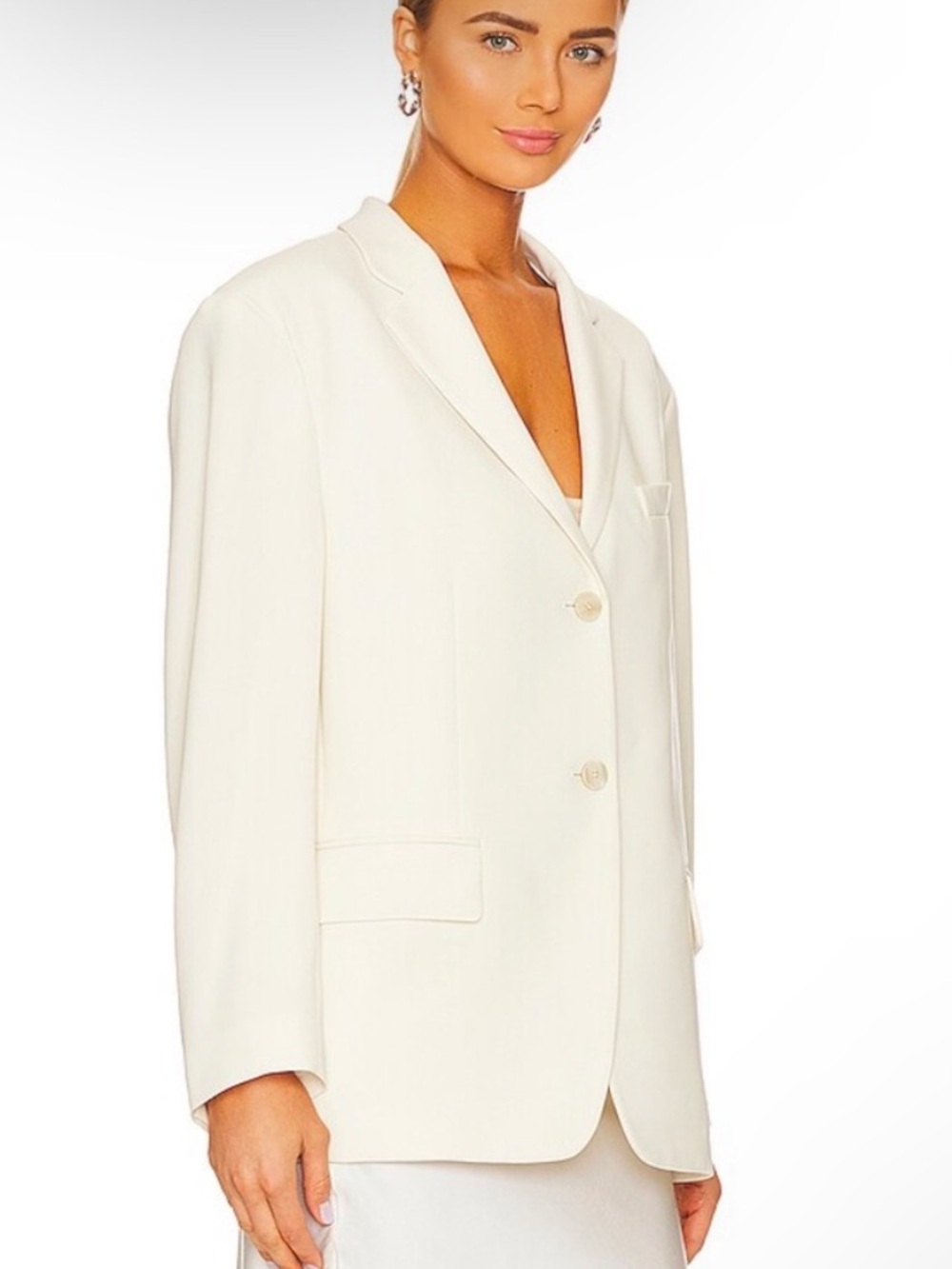 THEORY Admiral Crepe Boxy Blazer Ivory Small Medium Rice - Picture 2 of 11